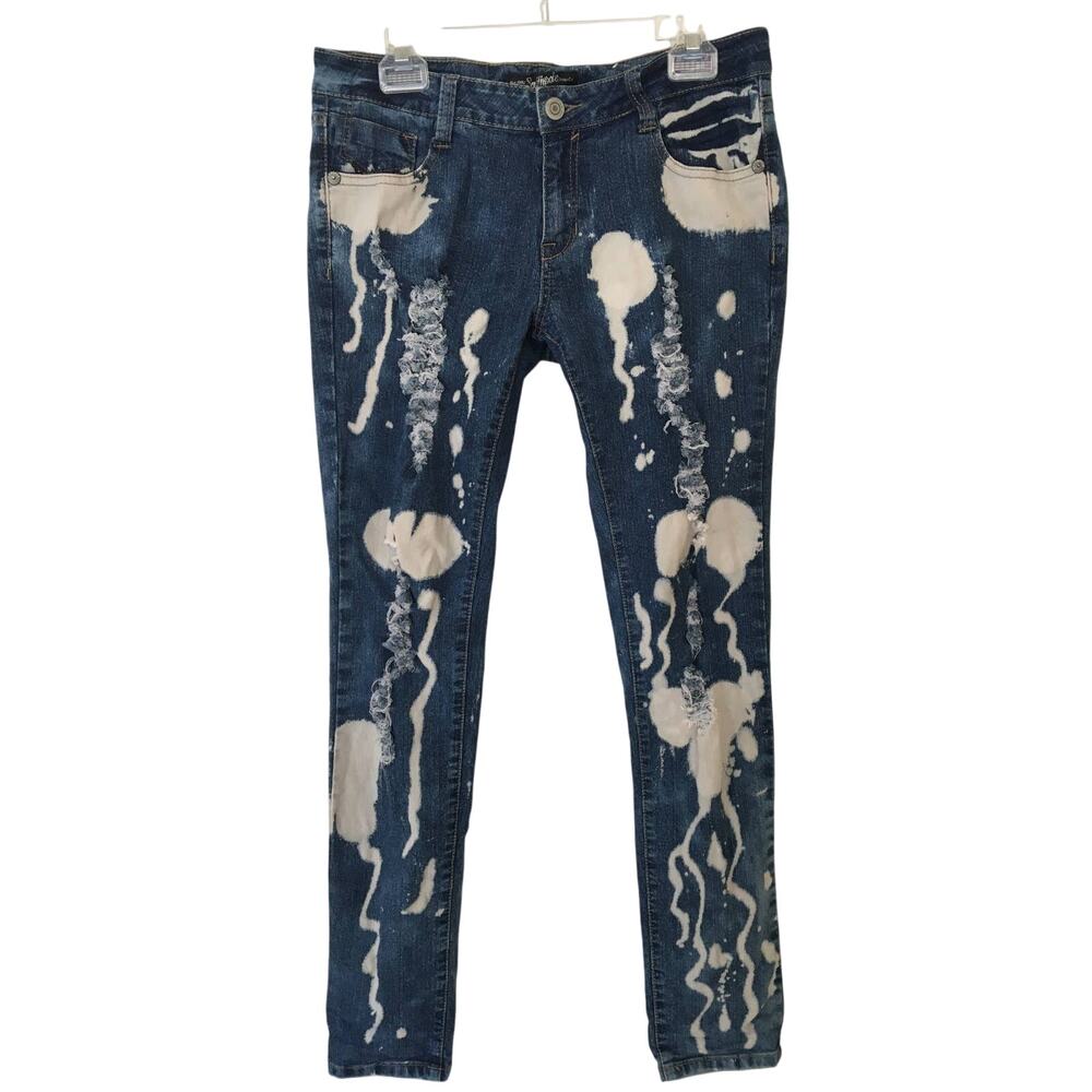 Southpole Jeans Company Size 9, Bleached, Ripped Distressed Skinny Jeans Studded